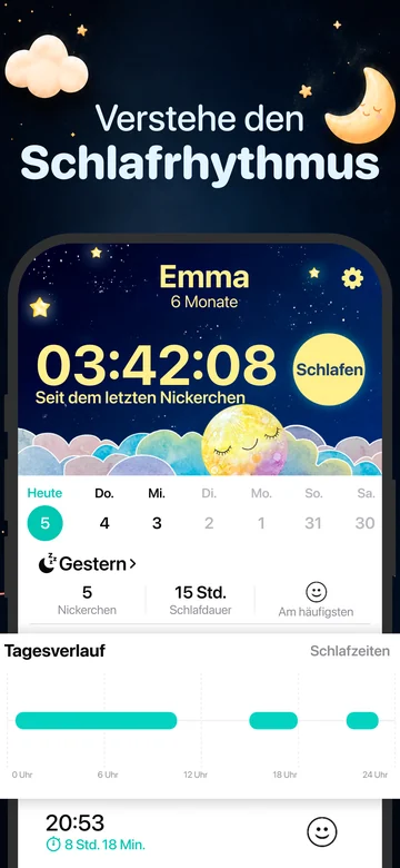 Schlafaufzeichnungen und täglicher Schlafverlauf in Grow auf dem iPhone