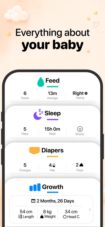 Grow on iPhone, with feeding, sleep, diaper and growth tracking