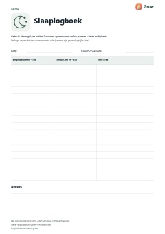 Voorbeeld van het printbare Grow-slaaplogboek
